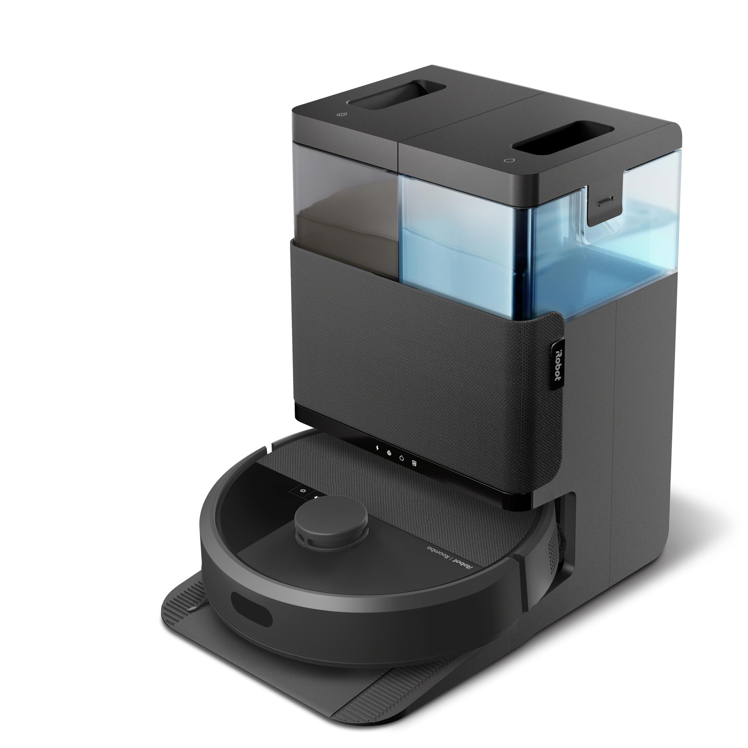 iRobot Roomba Plus 405 Combo con Base AutoWash multifunción y autolimpiable, Lavado y Secado mopas DualClean elevables, Clearview LiDAR, 75 días de autovaciado, Doble fregado con SmartScrub, App_N