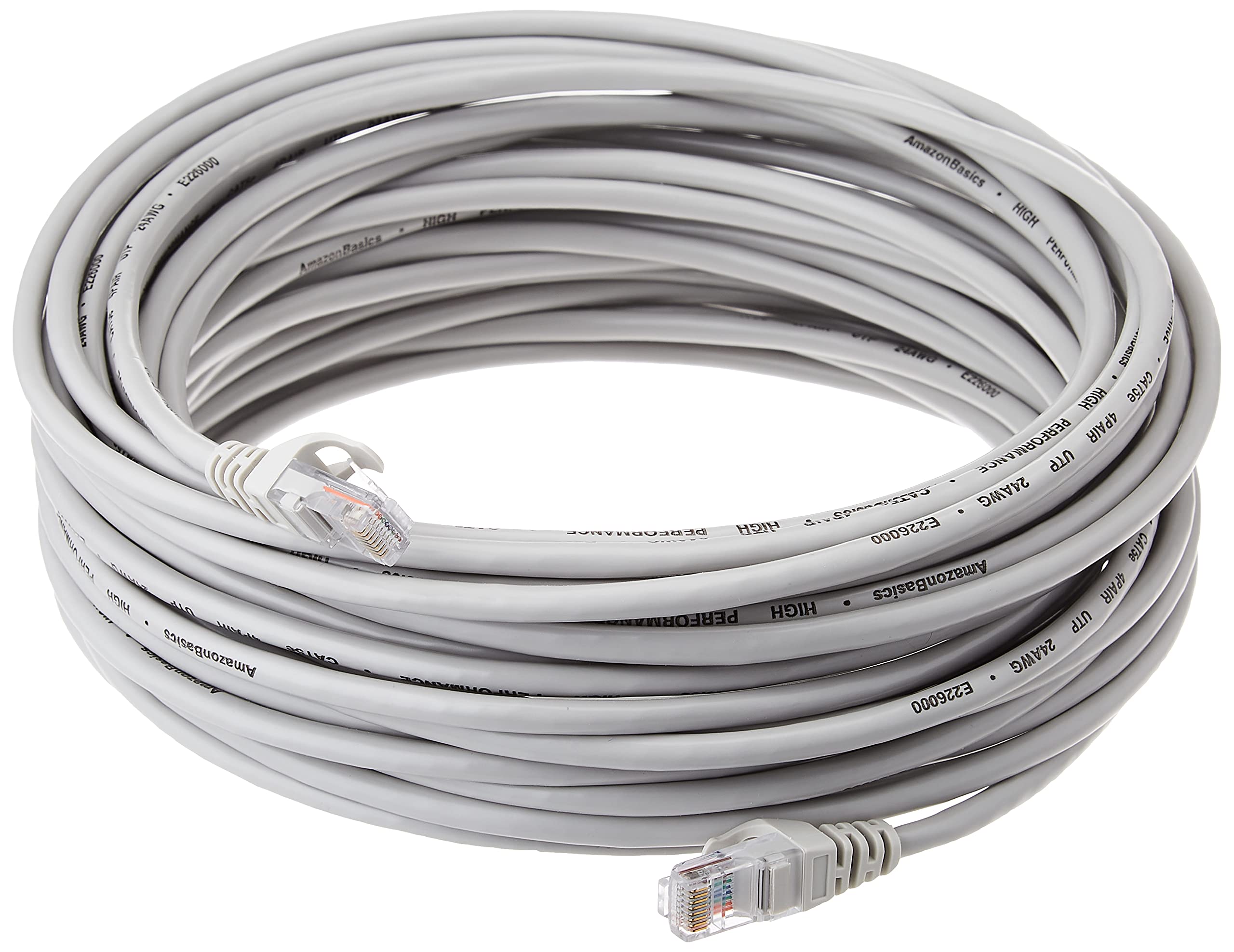 Amazon Basics - Cable RJ45 con Ethernet (15.2 m, categoría 5), gris