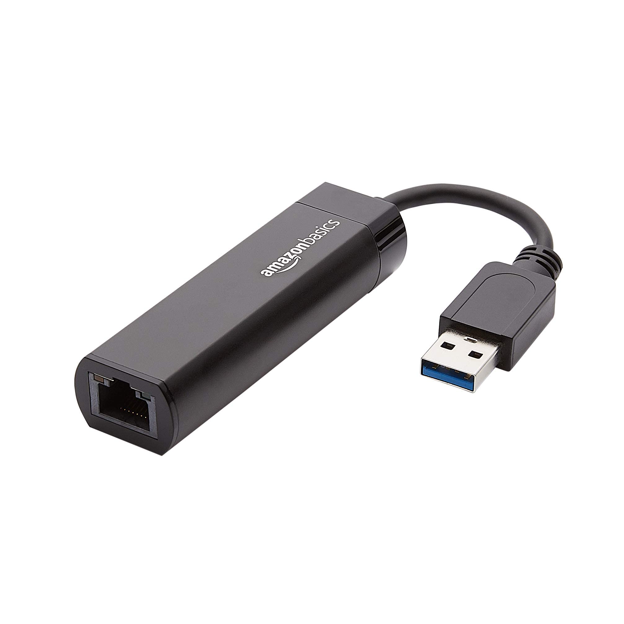 Amazon Basics Adaptador de USB 3.0 a Internet 10/100/1000 Gigabit Ethernet Negro