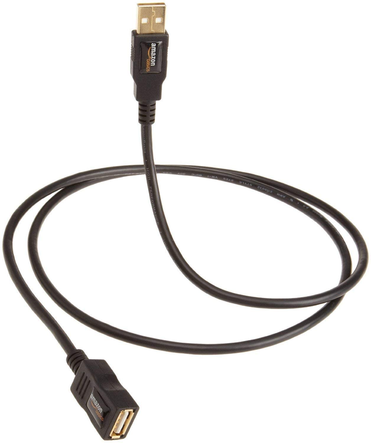 AmazonBasics Cable alargador 2.0 USB-A (3 m), Negro