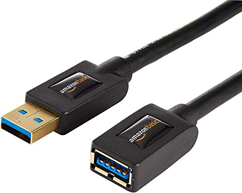 Amazon Basics Cable alargador USB 3.0 Tipo USB-A Macho a USB-A Hembra (1,8 m, 2 Unidades), Negro