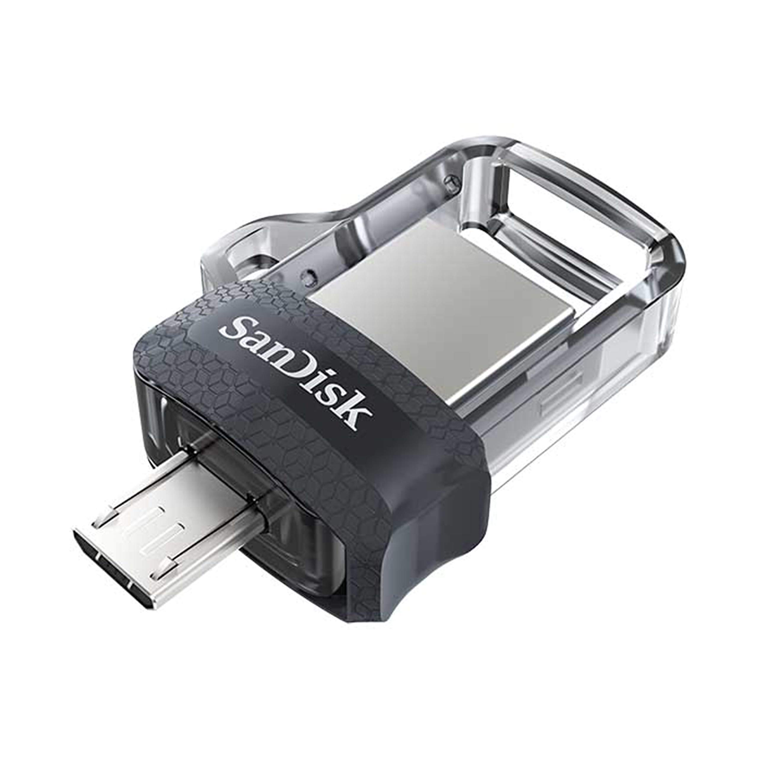 SanDisk 128GB Ultra Dual Drive m3.0 USB 3.0 Memoria Flash, Retráctil con un conector micro USB reversible y un conector USB T