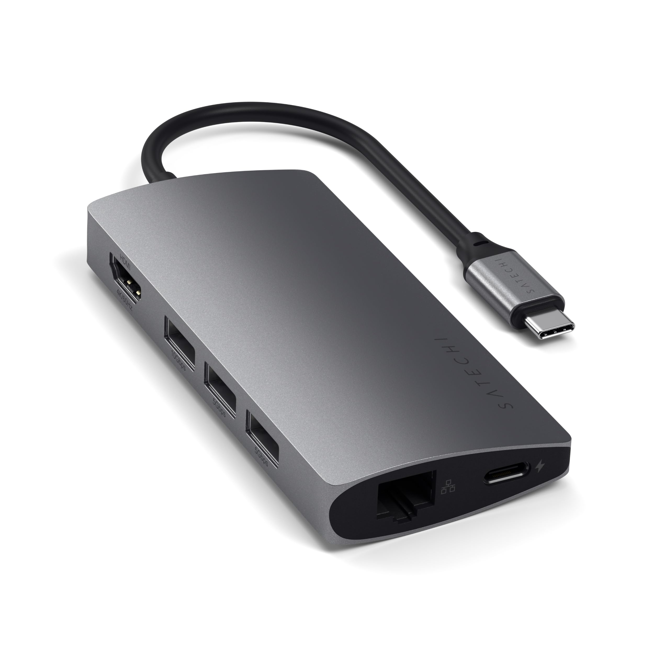 SATECHI Hub USB C 8 en 1 con Ethernet, HDMI 4K@60Hz, Carga PD 60W, 3 Puertos USB-A 10 Gbps, Transferencia de Datos y Lector S