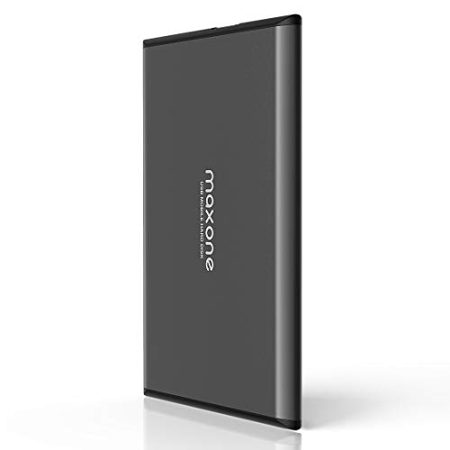 Maxone Disco Duro Externo 500GB - 2.5" USB 3.0 Ultrafino Diseño Metálico HDD Portátil para Mac, PC, Laptop, Ordenador, Xbox One, PS4, Smart TV, Chromebook - Grey