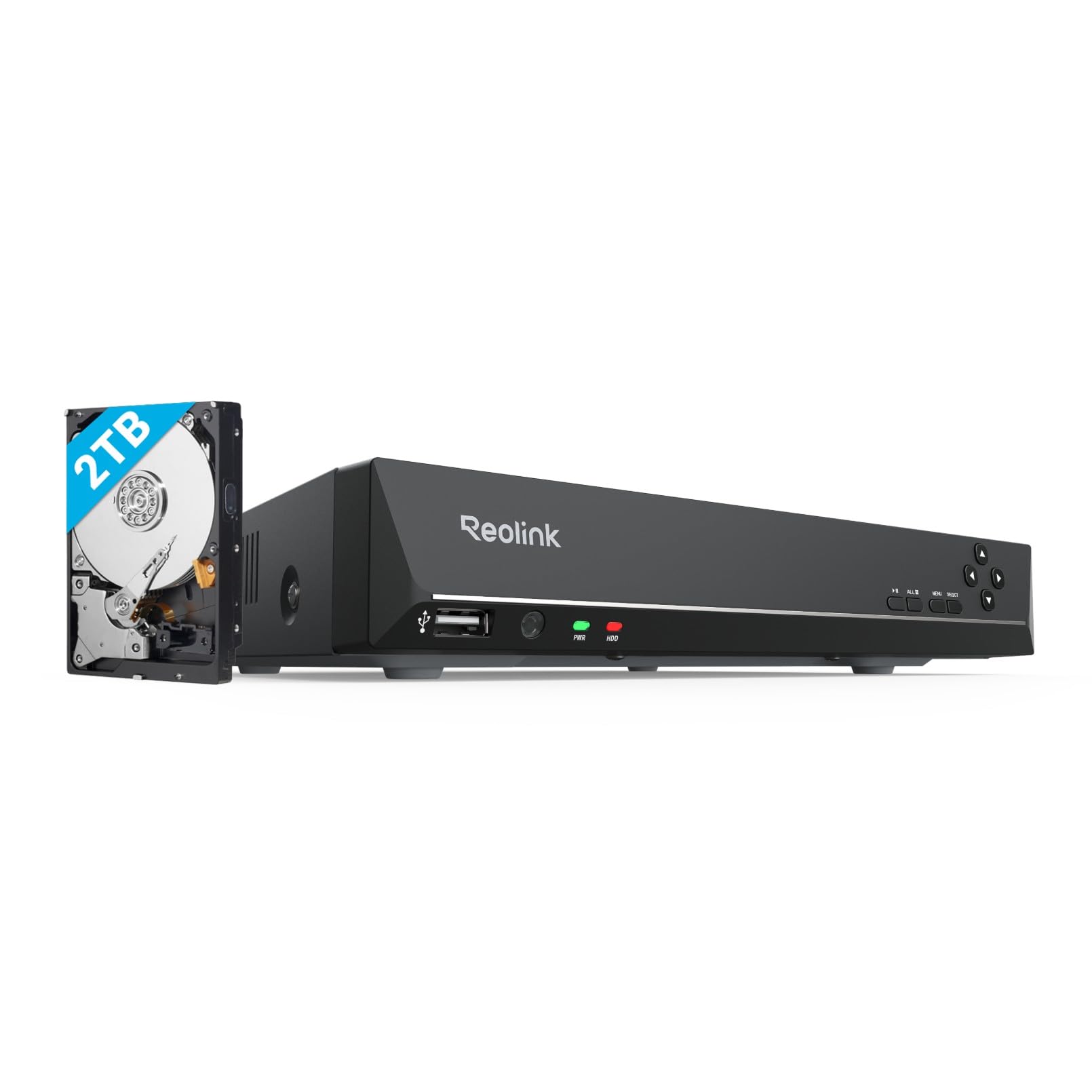 Reolink 4K PoE NVR 8 Canales Sistema de Cámara Vigilancia IP con 2TB HDD Hogar Grabador de Video Red Soporte 16MP/12MP/8MP/5M
