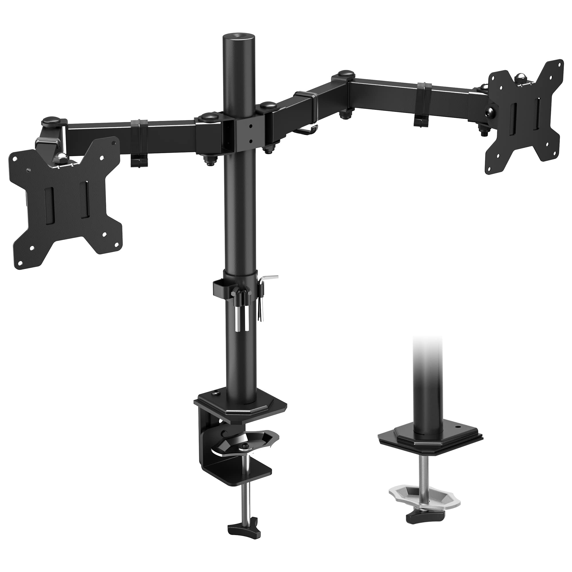 BONTEC Soporte Monitor Doble de 13-27 Pulgadas LED/LCD, Brazo Monitor en Mesa con Giro de 360° y Rotación de 180° Altura Ajus
