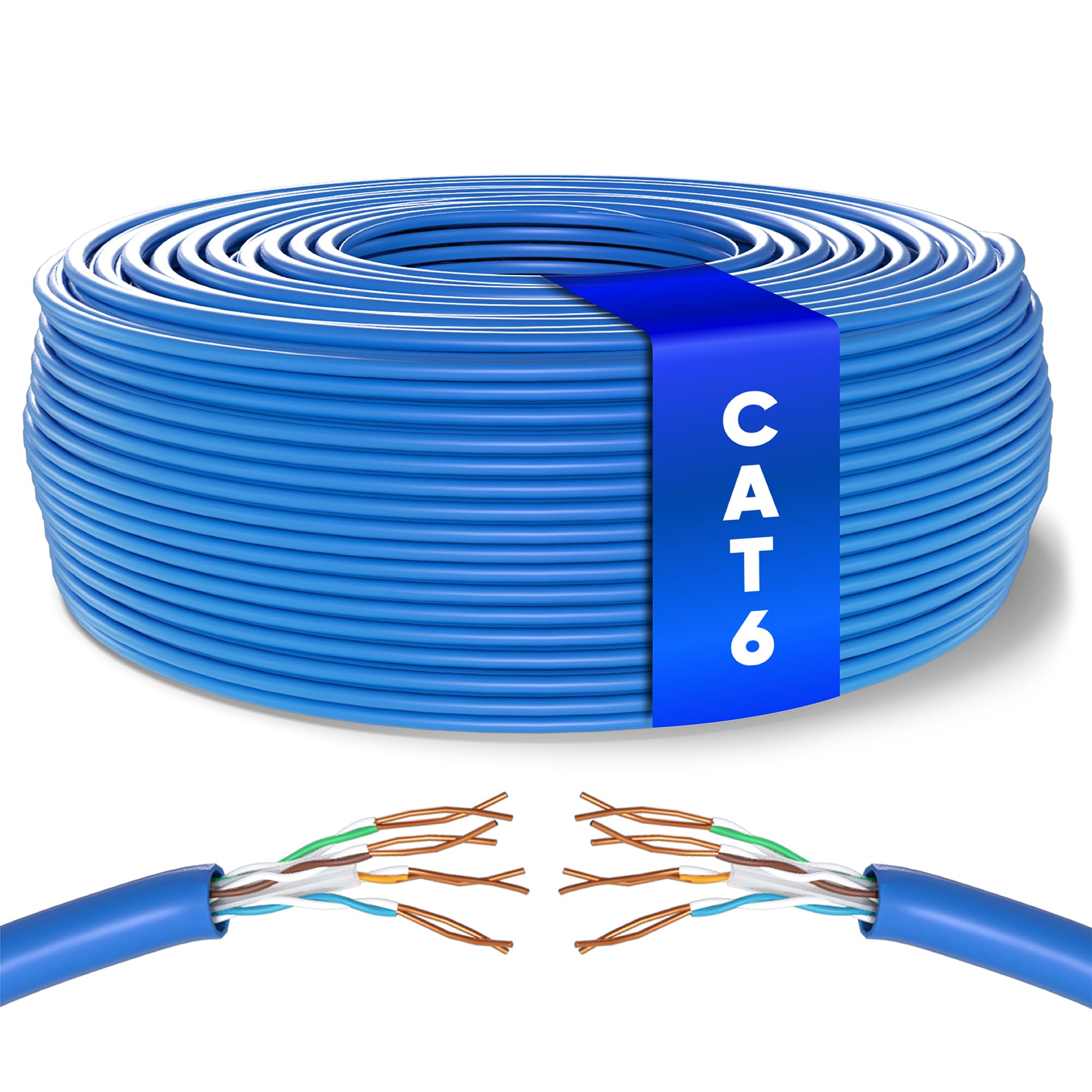 Mr. Tronic Granel Cable Ethernet Cat 6 De 50m, Bulk Cable de Red LAN Para Internet Rápida & Fiable - AWG24 Cat6 a Granel, 1 G