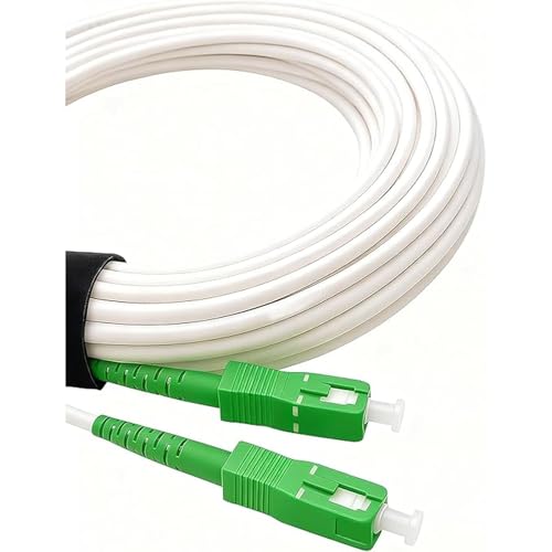 Elfcam - 7m Cable fibra optica router blanco, SC/APC-SC/APC para Movistar, Vodafone, Orange, Digi, Lowi, Simplex Monomodo, OS2 9/125μm LSZH, Latiguillo de Fibra Óptica