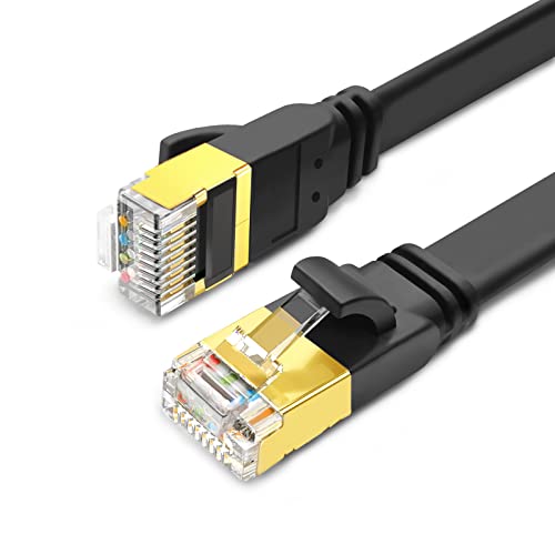 Cable Ethernet Cat 8, 1m 2m 3m 5m 6m 8m 10m 20m 40Gbps 2000MHz SFTP Cable de Red Alta Velocidad RJ45 Cable Lan Plano Gigabit Blindado Internet para PS5, PC, TV, Modem, más rápido que Cat6/Cat7 (0.5m)