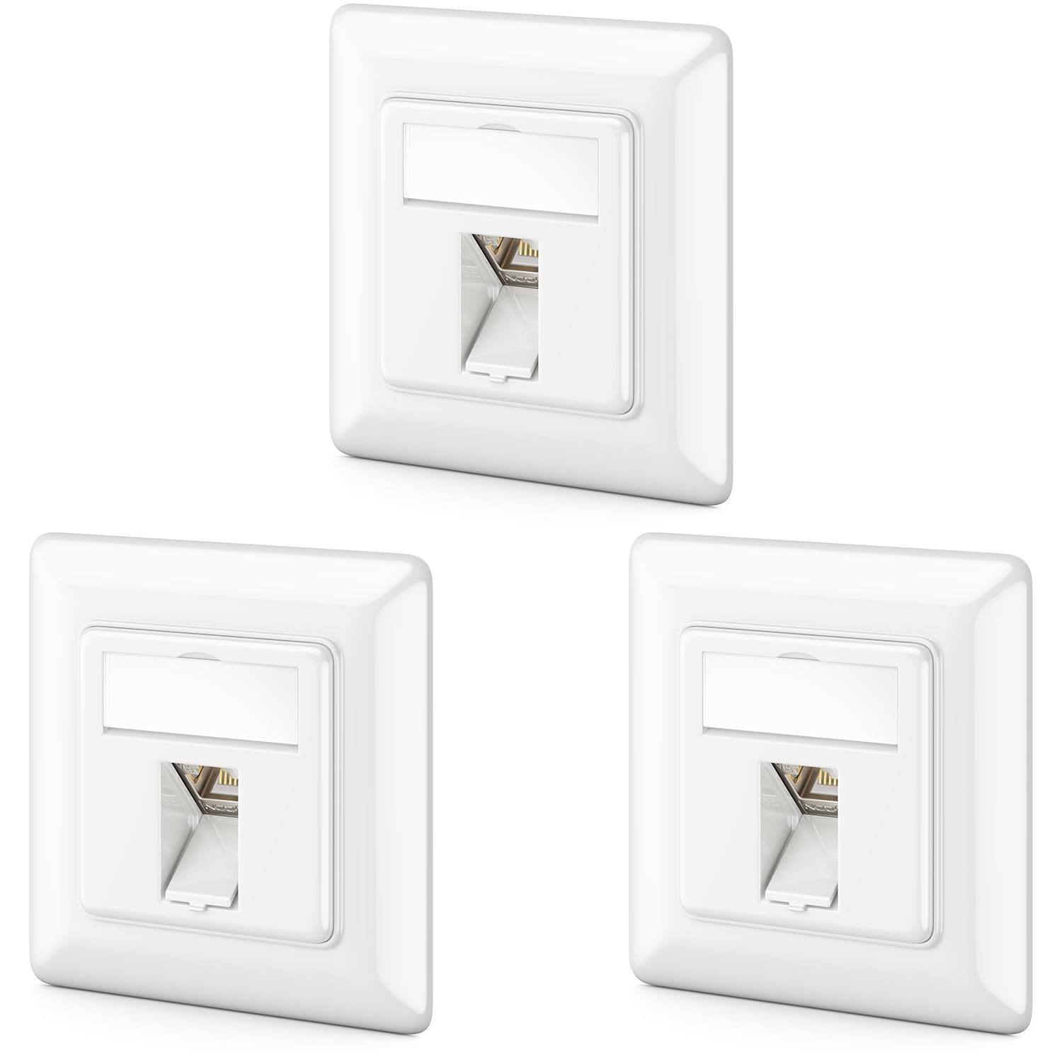 deleyCON 3x Toma de Red CAT6a Empotrada con RJ45 Keystone - 10 Gbps, STP Blindada, Caja de Datos para Cables Patch, Cables de