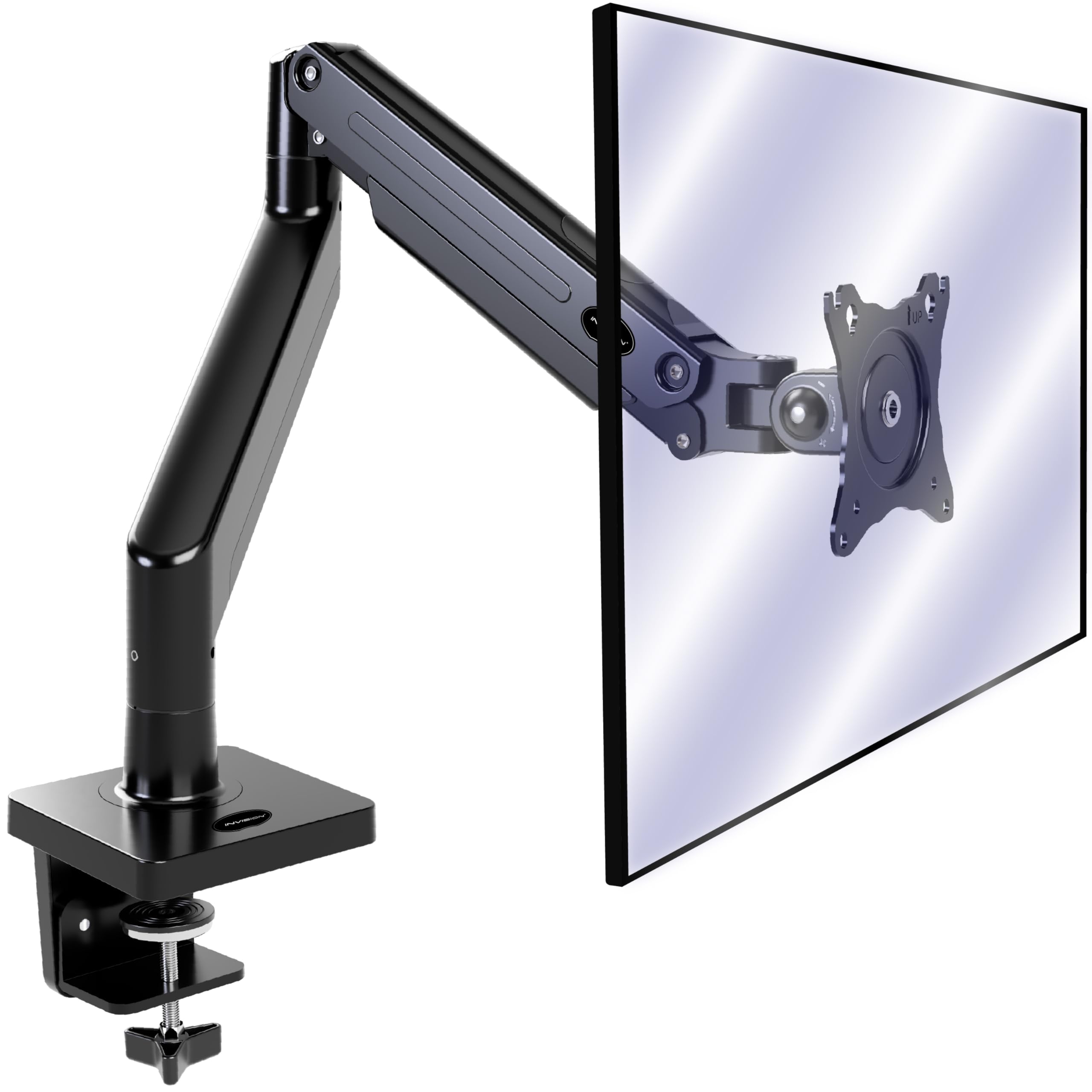 Invision Soporte de Brazo para Monitor para Pantallas 24-40" Abrazadera de Escritorio Ergonómica Ajustable en Altura VESA 75/