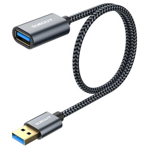 SUNGUY Cable Alargador USB 3.0, USB A Macho A Hembra Cable Extension 5 Gbps para Impresora,Ratón,Teclado,Hub,Pendrive,Mando de PS3,VR Gafas,Disco Externo - (0.5m)