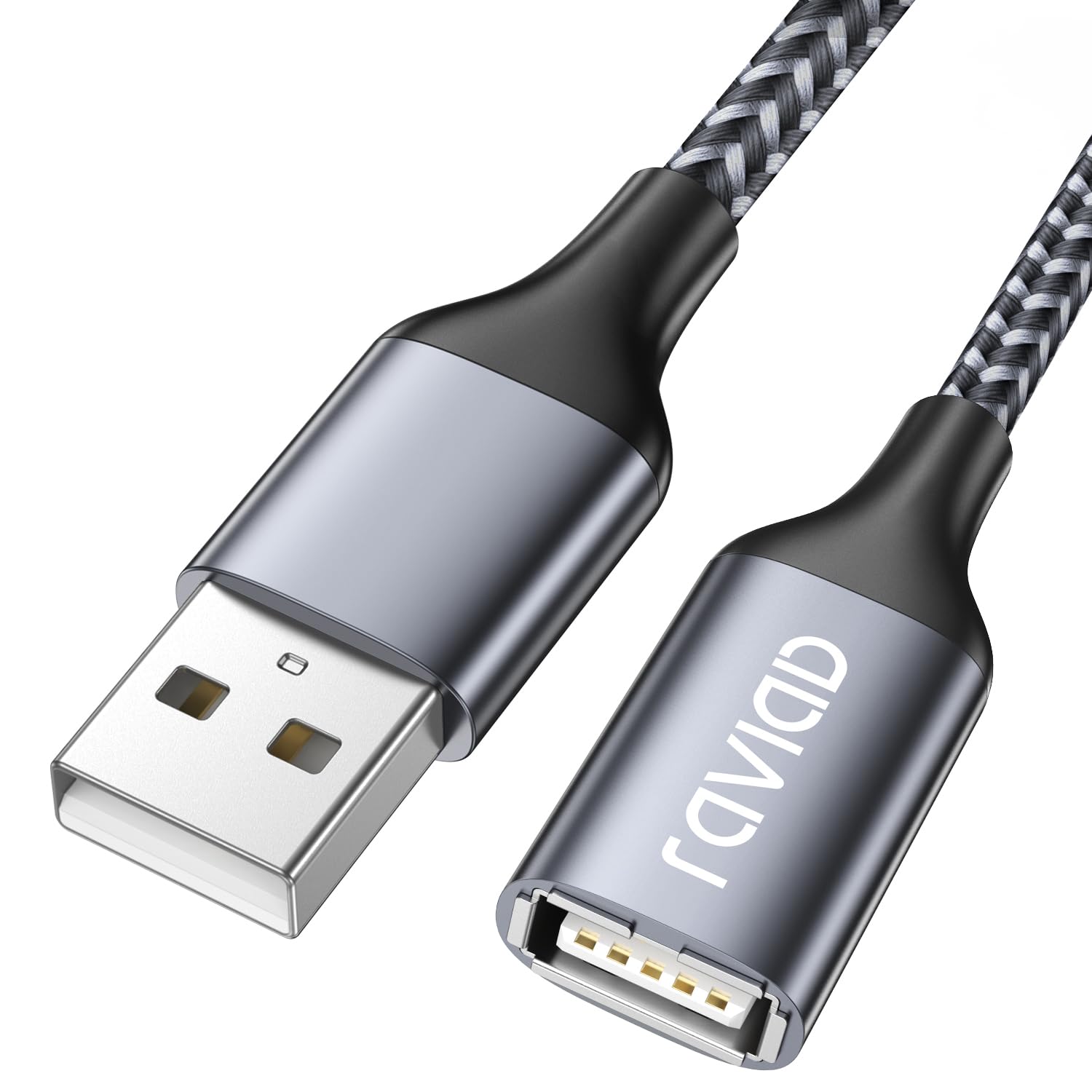 RAVIAD Cable Alargador USB 2.0 [2M], Cable Extension USB 2.0 Tipo A Macho a A Hembra Alta Velocidad con Impresora, Cámara, Te