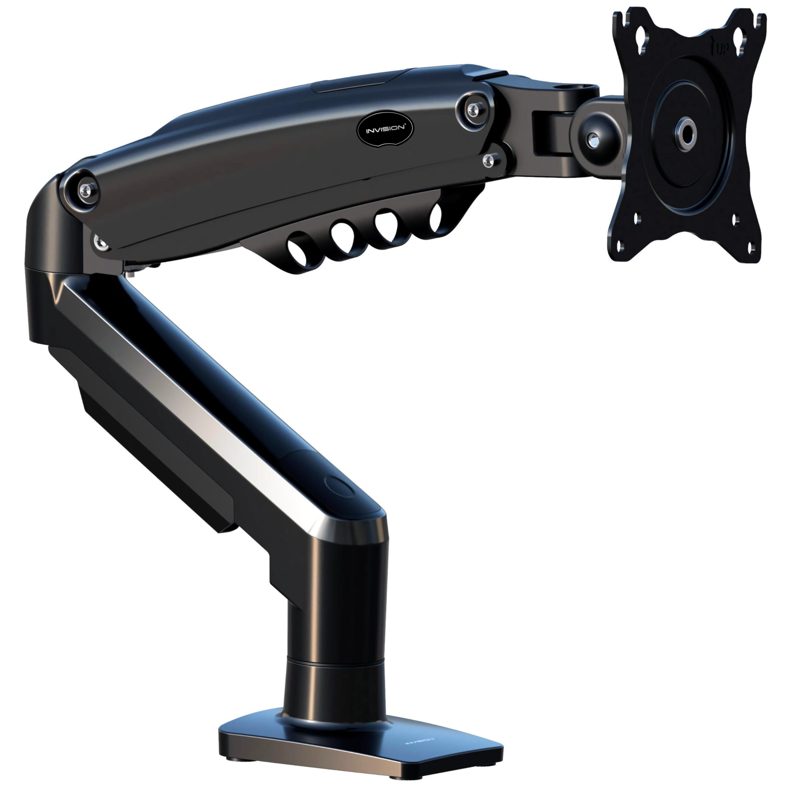 Invision Soporte Monitor Brazo para Pantallas 19-32 Pulgadas, VESA 75/100mm, Abrazadera Escritorio Soporte, Ajuste de Altura