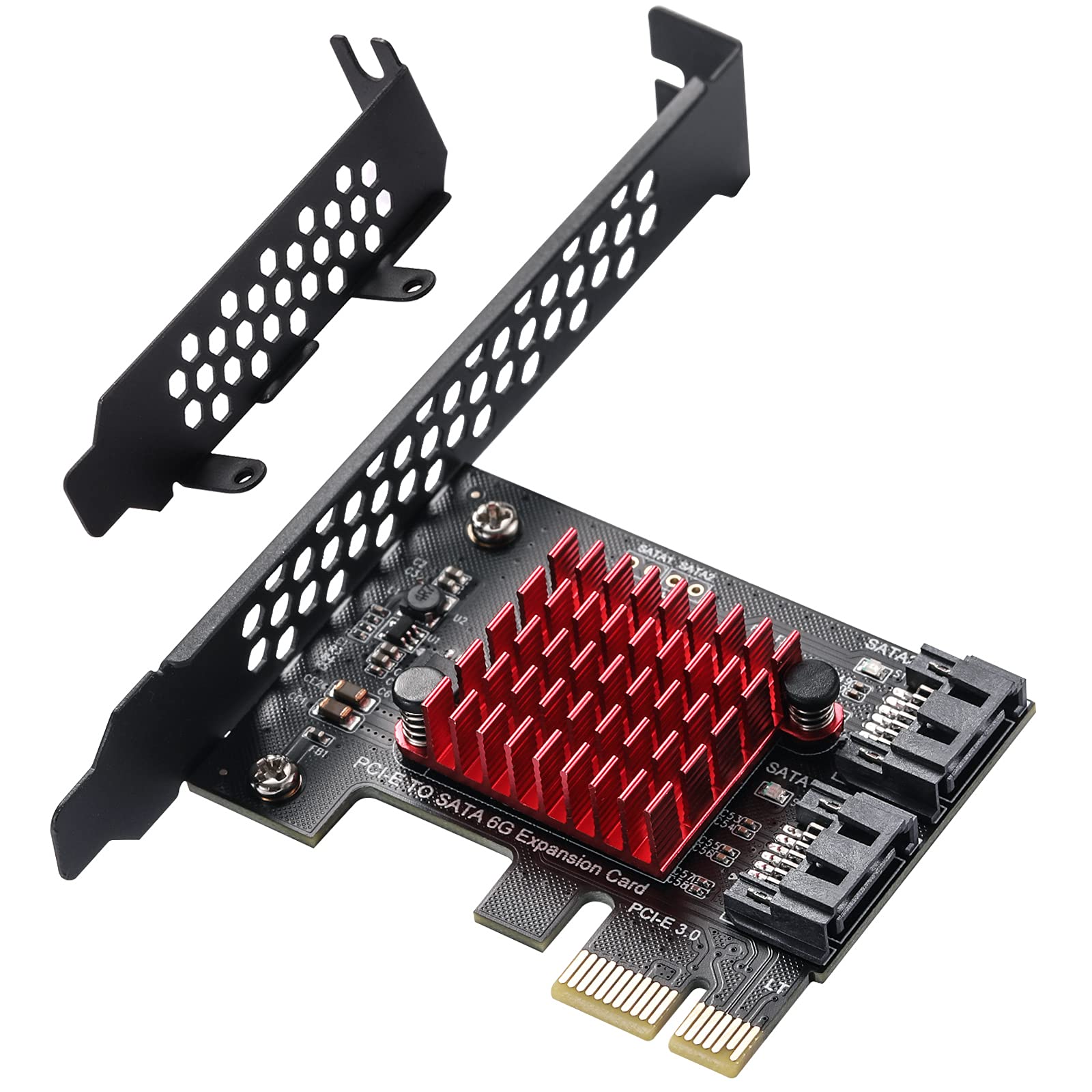 MZHOU Tarjeta PCIe SATA de 2 Puertos - Tarjeta de expansión SATA 3.0 GEN3 PCI Express x1,6 GBP/s, Soporte de Deflector de Med