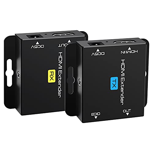 VEDINDUST Extensor HDMI Extender 60M 200ft a RJ45 sobre Cat5e 6 7 Ethernet Transmisor Receptor Soporte EDID Presets 1080p POC Solo necesita alimentación TX para el trabajo para Satélite
