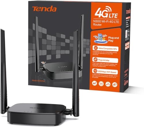 Tenda 4G03 Pro - Router SIM 4G, router LTE CAT4, velocidad WiFi hasta 300Mbps, FDD y TDD, Plug & Play, puerto Ethernet LAN/WAN, carga con banco de energía, compatible con múltiples operadores