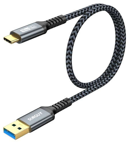 SUNGUY USB C Kabel, 0,5 m USB C auf U SB 10Gbps Typ C Kabel und Nylon geflochtenes Datenkabel Typ C kompatibel mit iPhone 17/16/15 Pro Max, Galaxy S25 S24 S23, Android Auto - Grau