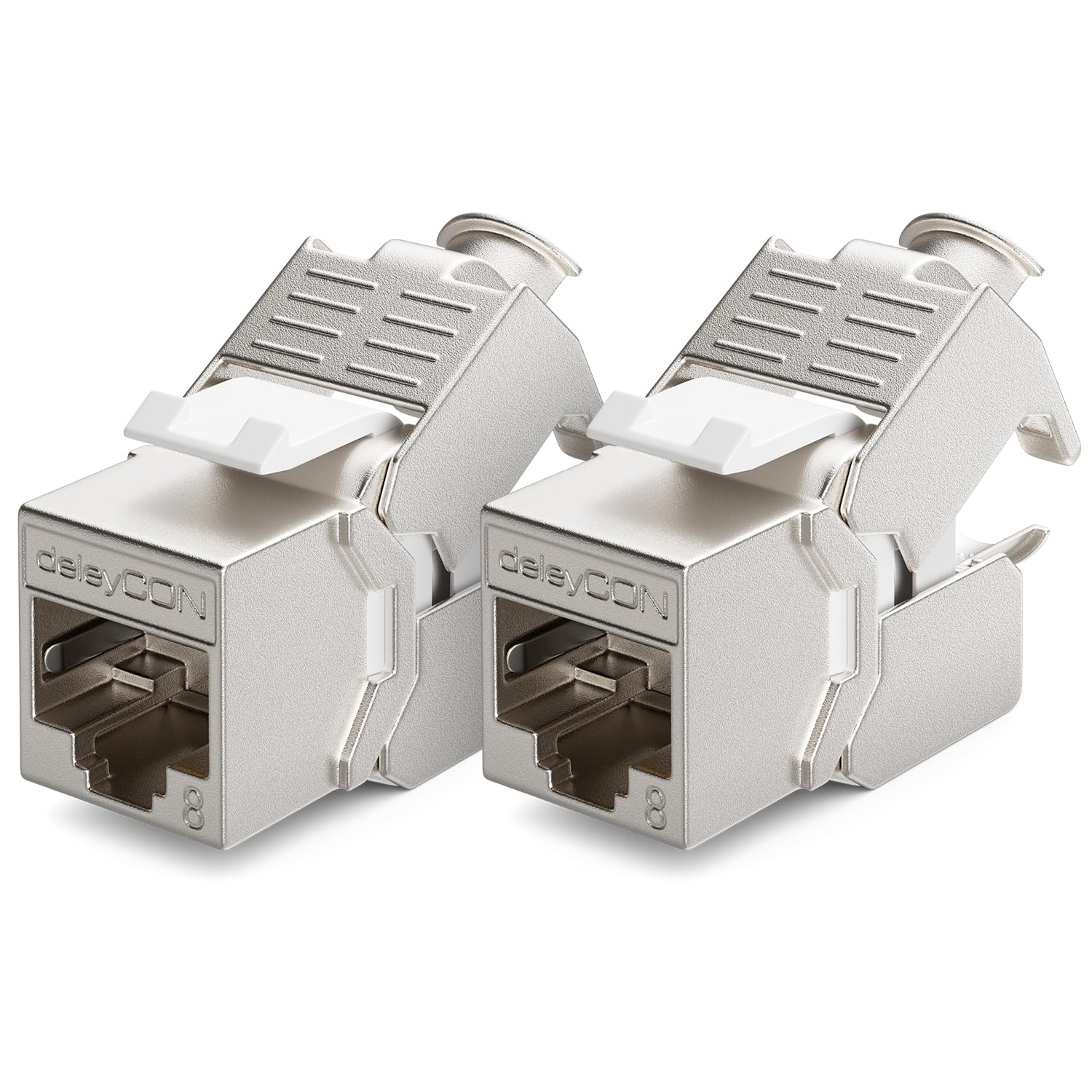 deleyCON 2x CAT 8 Módulo Keystone Jack Cable de Conexión Cable de Red Óptimo para CAT8 CAT7 CAT7a Cable de Instalación Conect