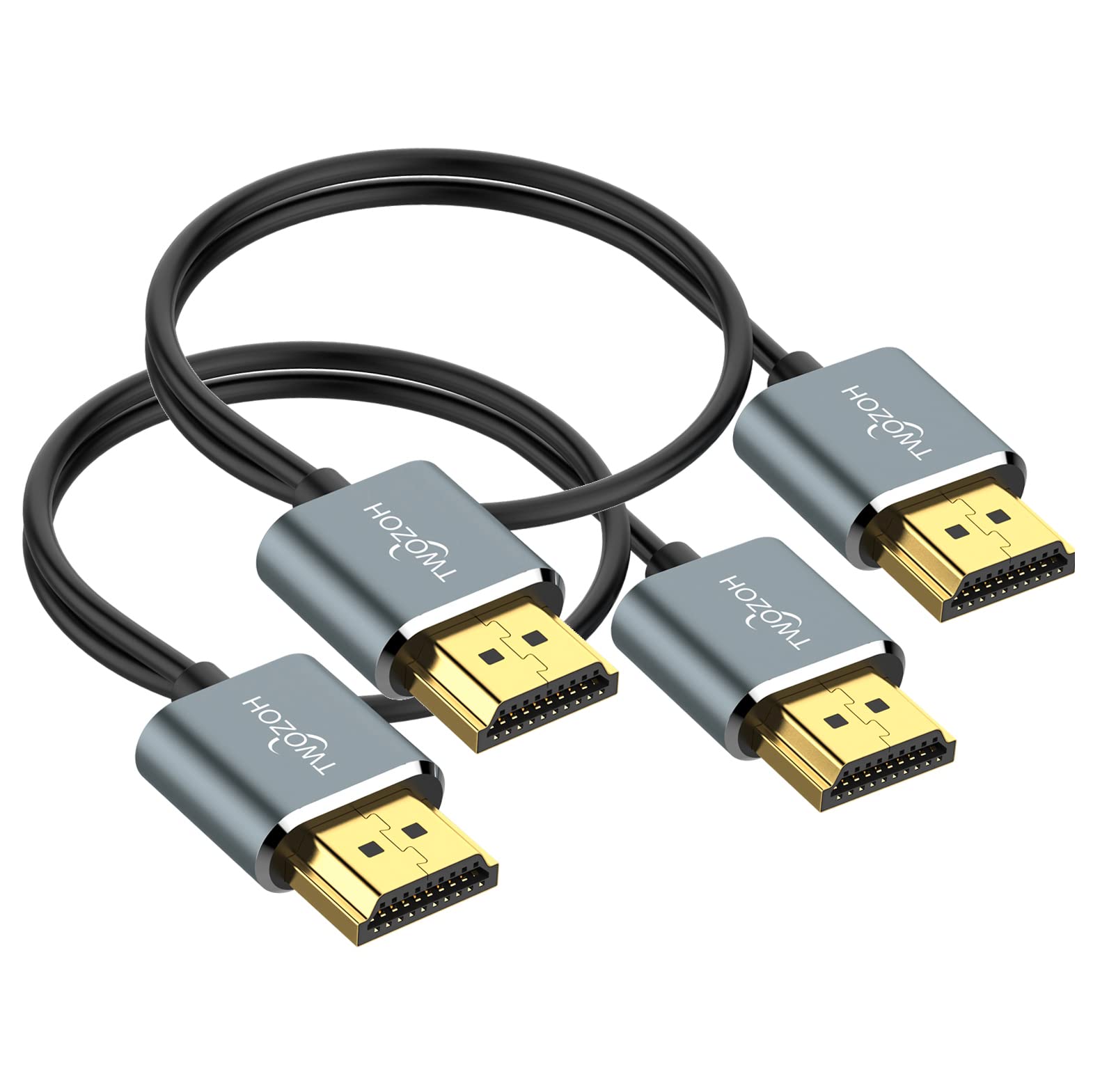 Twozoh Cable HDMI Flexible y Delgado 3M 2 Unidades, Cable HDMI Ultrafino compatible con alta velocidad 4K&60Hz 18Gbps 2160P/1