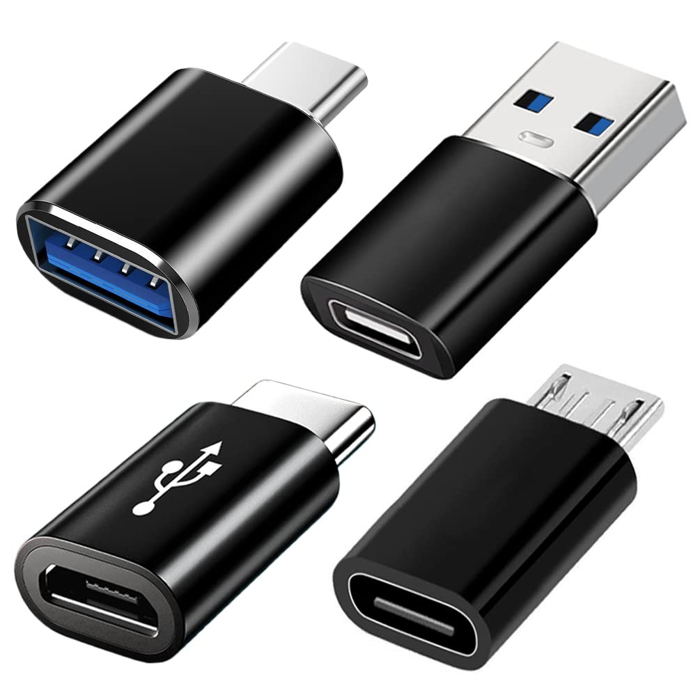 Adaptadores USB C (4 Piezas), Adaptador USB C a USB 3.0 OTG, Adaptador Micro USB a USB C Compatible con MacBook, iPhone 17/16