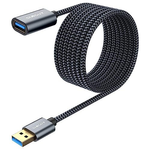 SUNGUY Cable Alargador USB 3.0, USB A Macho A Hembra Cable Extension 5Gbps para Impresora, Ratón, Teclado, Hub, Pendrive, Mando de PS3, VR Gafas, Disco Externo - Gris (3 Metros)