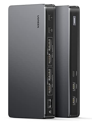 UGREEN Revodok Pro 209 10Gbps Docking Station USB C DisplayLink 9 En 1 Doble Pantalla 4K60Hz Hub Tipo C 2 HDMI 2 DisplayPort PD 100W Gigabit Ethernet Compatible con MacBook Pro Air M1 M2