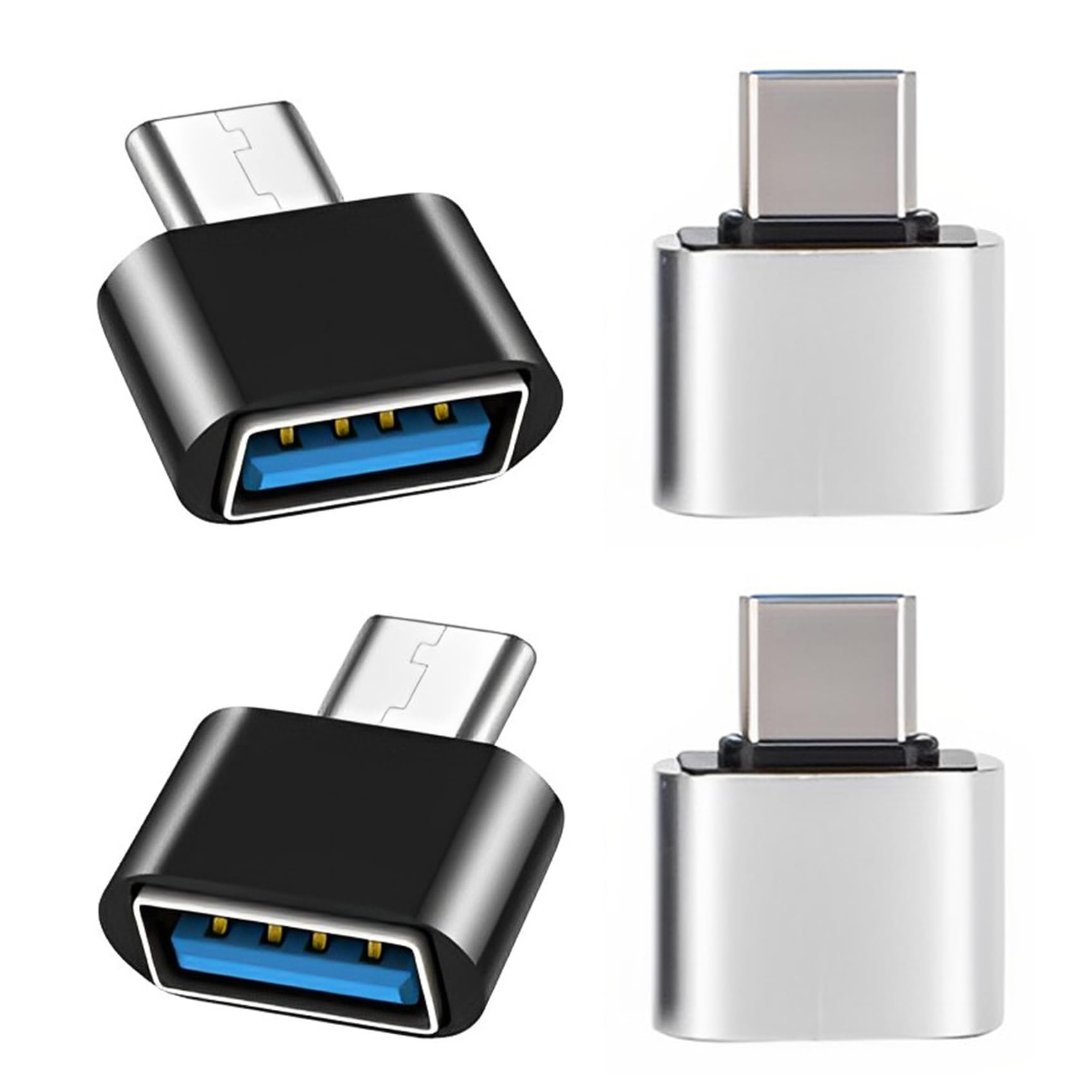 iJiGui Adaptador USB C a USB (4 Piezas), Adaptador OTG USB-C Macho a USB-A 2.0 Hembra Compatible con MacBook Pro, Samsung Gal