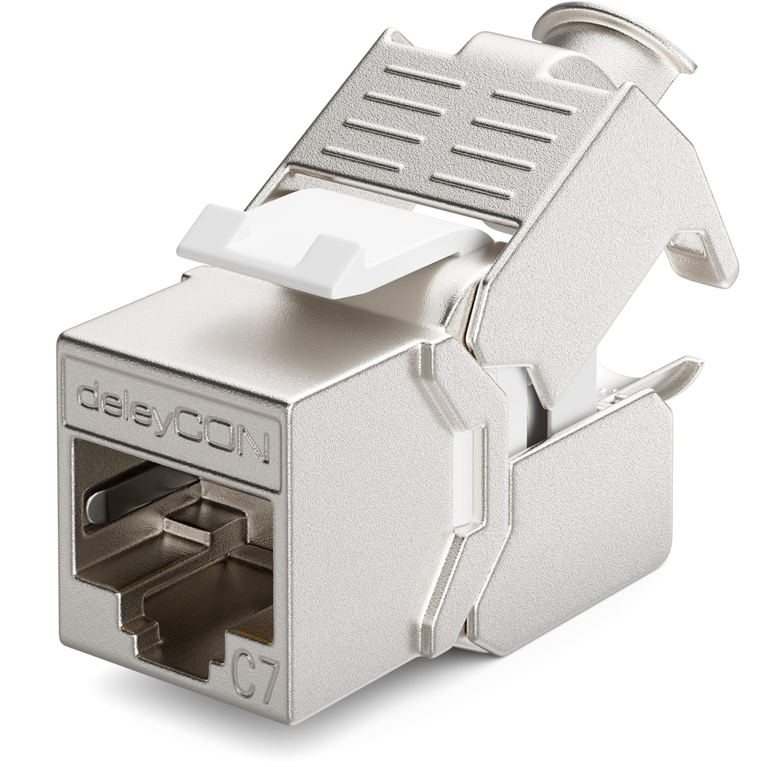 deleyCON 1x Módulo Keystone CAT7 - Compatible con Cables de Instalación CAT7/CAT6/CAT6a, Empalmes y Patch Cables - Blindaje S
