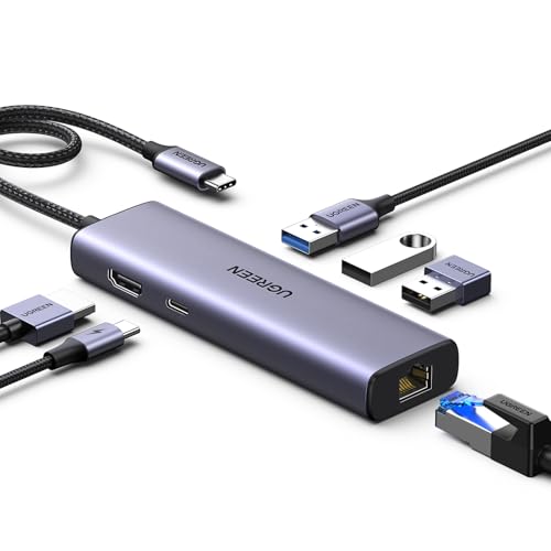 UGREEN Revodok 1061 Hub USB C Ethernet Gigabit HDMI 4K PD 100W Adaptador Tipo C Docking Station Compatible con MacBook Neo iPad Pro Air iPhone 17 Pro MAX Air Surface Galaxy S26 Ultra Tab S9