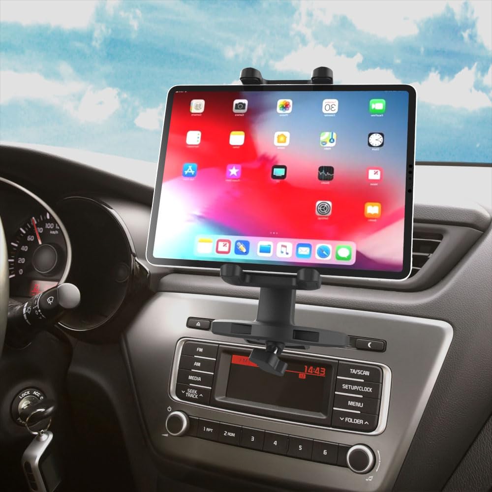 Cuxwill Soporte para Tablet de Coche con Ranura de CD para iPad de 4 a 13 Pulgadas, Soporte Universal para Tablet 360°, Sopor