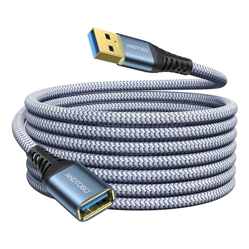 ANDTOBO Cable Alargador USB 3.0 5M, Cable USB 3.0 Macho A Hembra Extensor de alta velocidad de transferencia de datos 5Gbps Para Gamepad, Impresora, Webcam, Teclado USB, Pendrive, Disco Duro