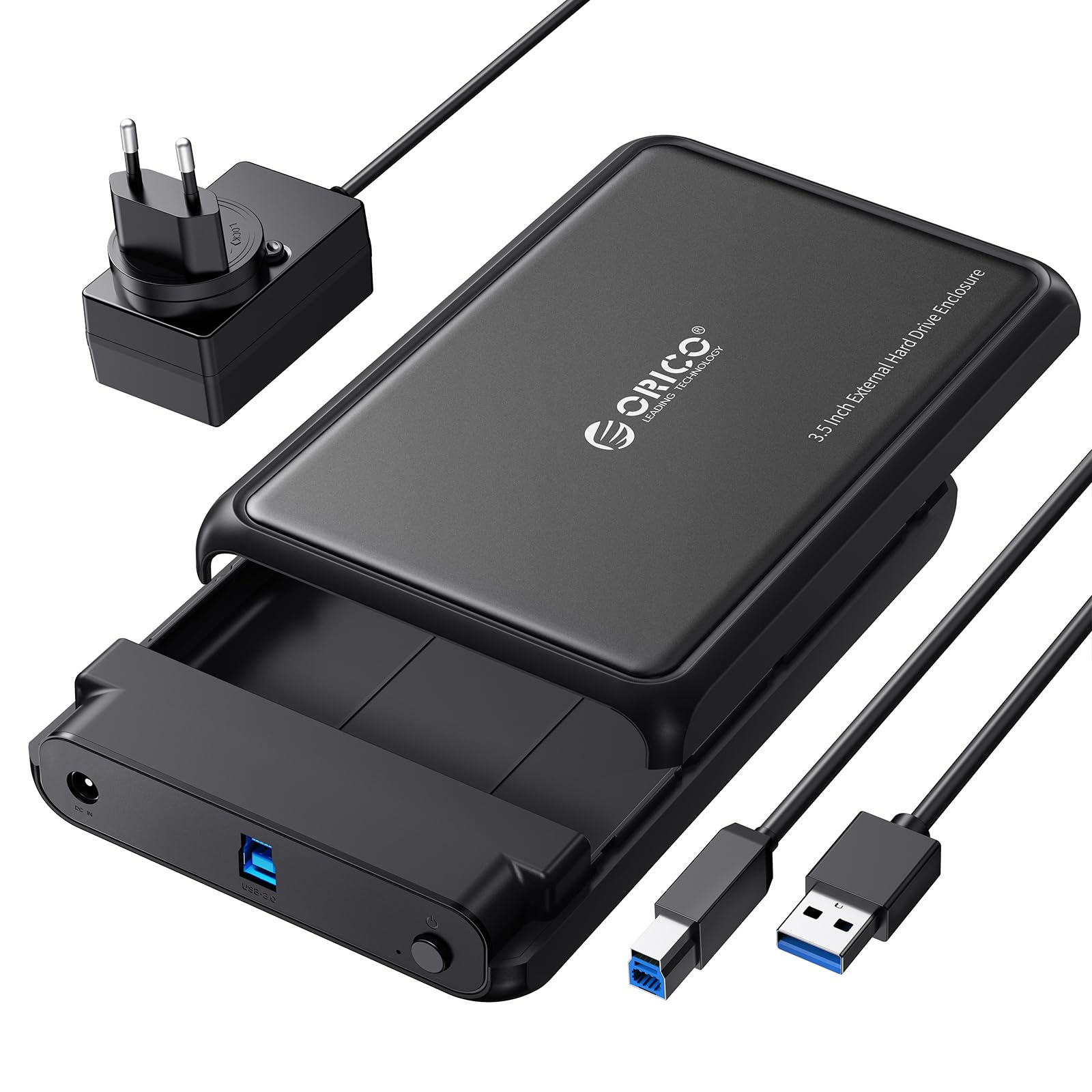 ORICO Carcasa Disco Duro 3.5", USB 3.0 Caja Disco Duro para 2,5" 3,5" HDD SSD SATA I/II/III de hasta 20 TB, Sopporta UASP, si