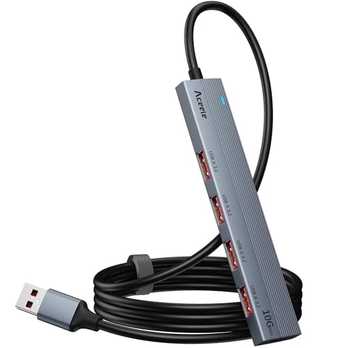 Aceele HUB USB 3.2 Gen 2 con 4 Puertos USB-A y Tipo C para Carga, 10Gbps Ladron de Datos 3.2 A Concentrador con Cable de 1.2m para Computadora Portátil, PC de Escritorio, Xbox y Mac y Más