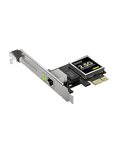 BrosTrend 2,5G Tarjeta de Red PC, PCIe Adaptador de Red con Perfil Bajo Extra, PCIe Gigabit Ethernet RJ45 Soporte Windows 11/10/8.1/8/7/XP/2000, Windows Server etc. NIC PCI Express Vida ÚTI Protección