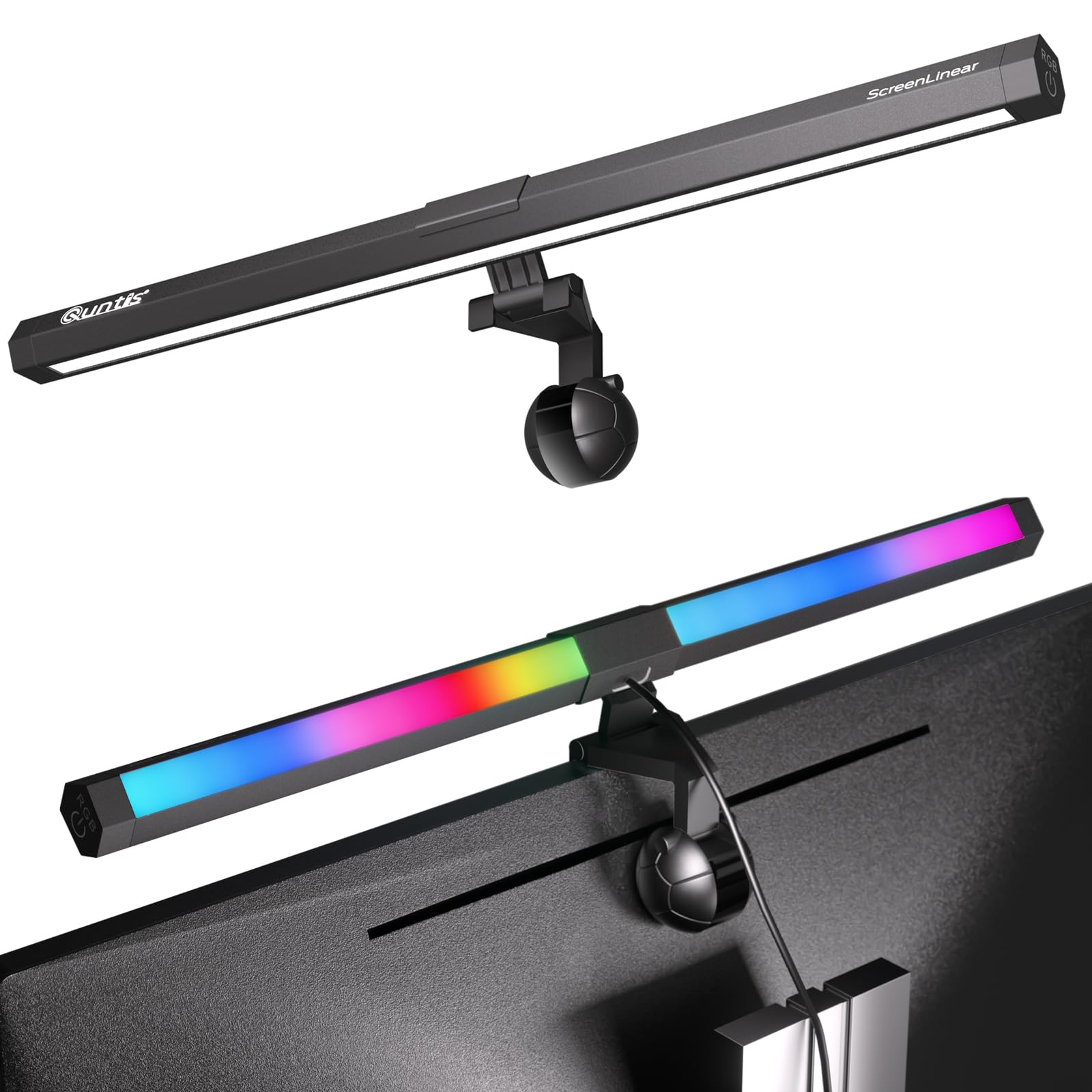Quntis Lampara Led Monitor RGB, 40CM USB Luz de Monitor PC con 15 RGB Modos, 3 Brillo y 3 Temperatura de Color, Protección Ocular Monitor Light Bar