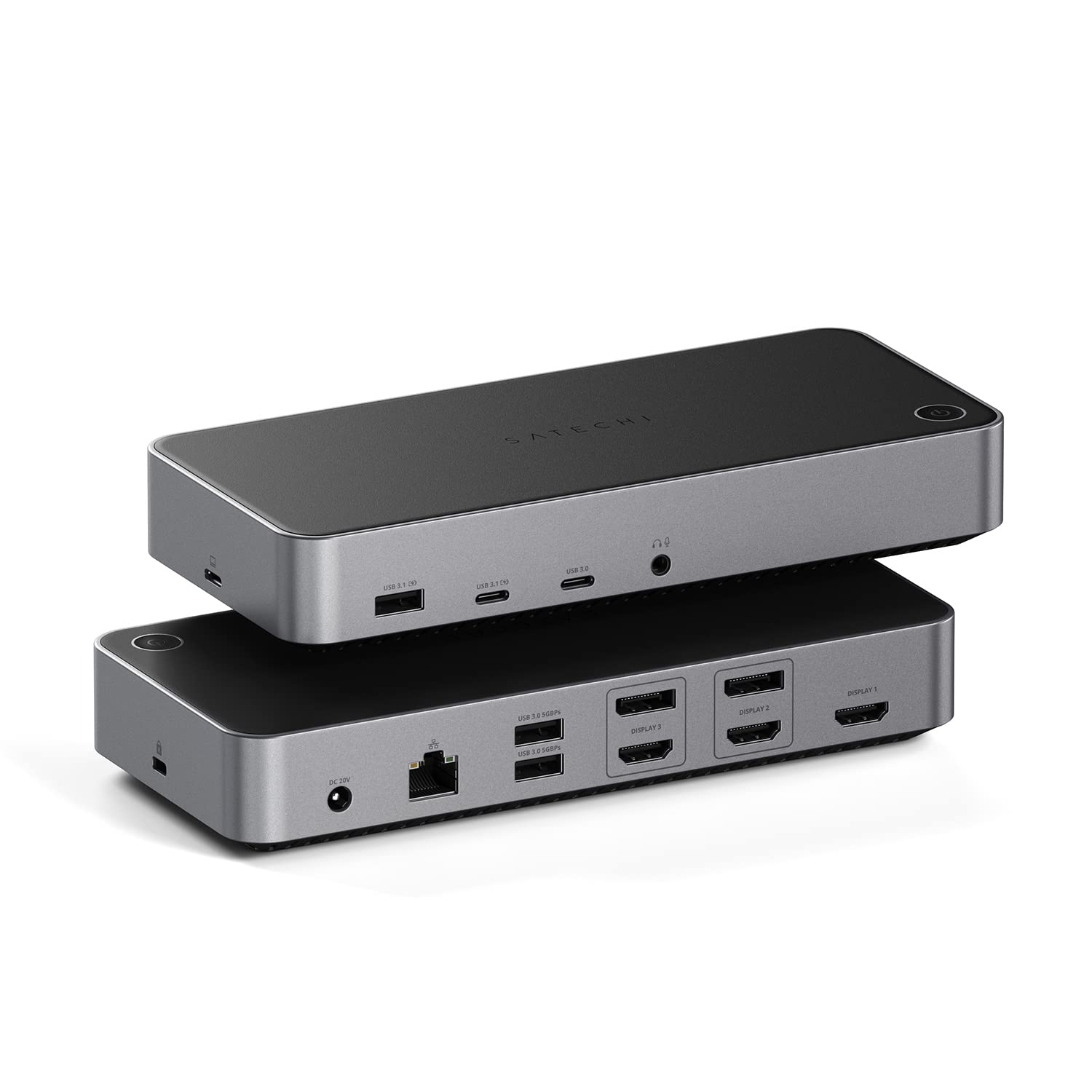 SATECHI Docking Station 13 en 1, Estación con Triple HDMI 4K@60Hz, Ethernet, Carga PD 100W, 2X DisplayPort, Datos 10Gbps 2X USB-C y 2X USB-A y Audio Jack para MacBook Air/Pro/Neo, Portatil y más