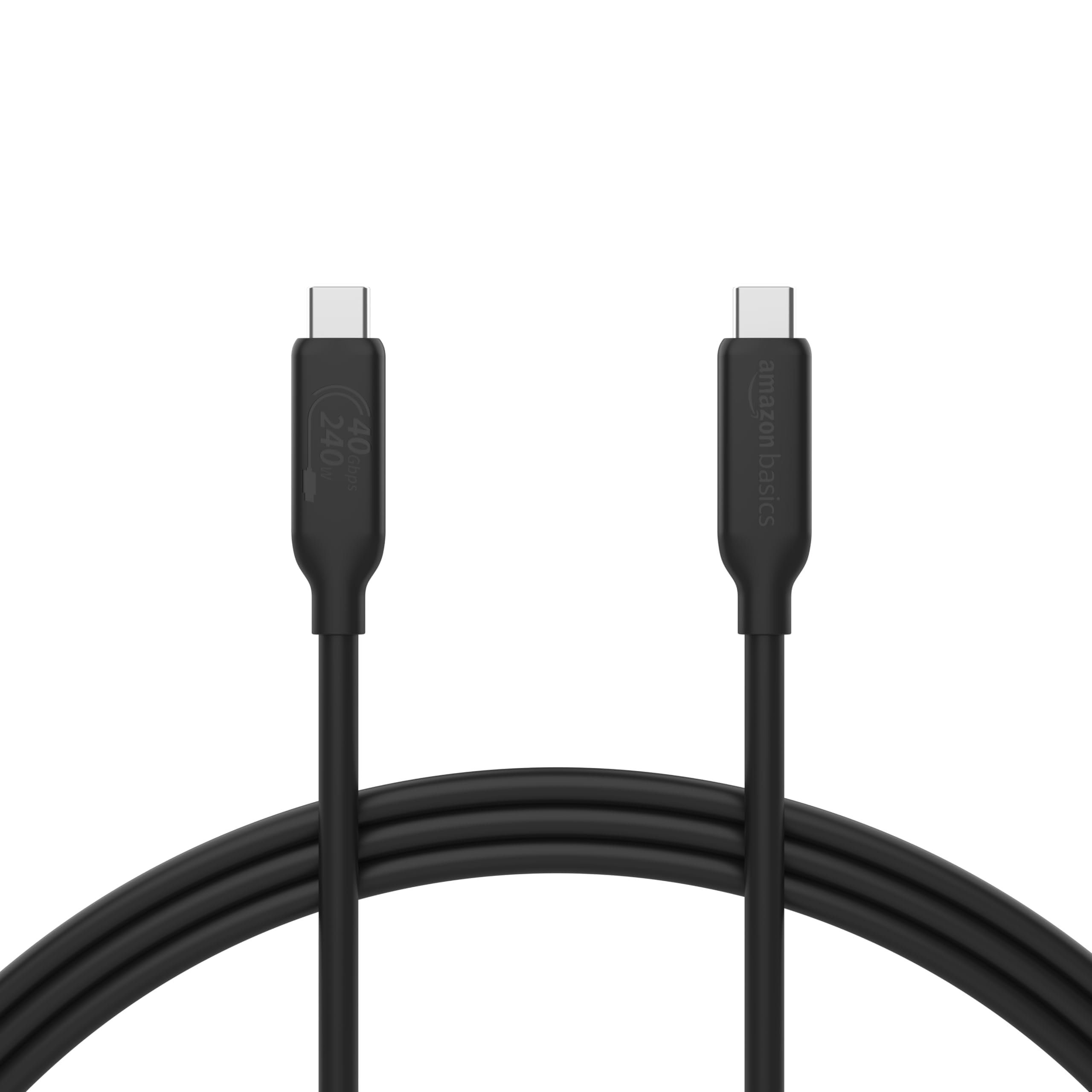 Amazon Basics Cable de carga rápida, USB-C a USB-C 4, 40 Gbps, vídeo 8K, 240 W, certificación USB-IF, Thunderbolt 4/3, compat