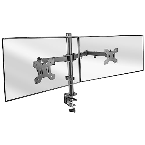 Mars Gaming MARM2 Negro, Soporte de Monitor Dual de Brazo para Pantallas hasta 27”, Articulado y Regulable en Altura, Estructura Robusta, Compatible con VESA75 y VESA100