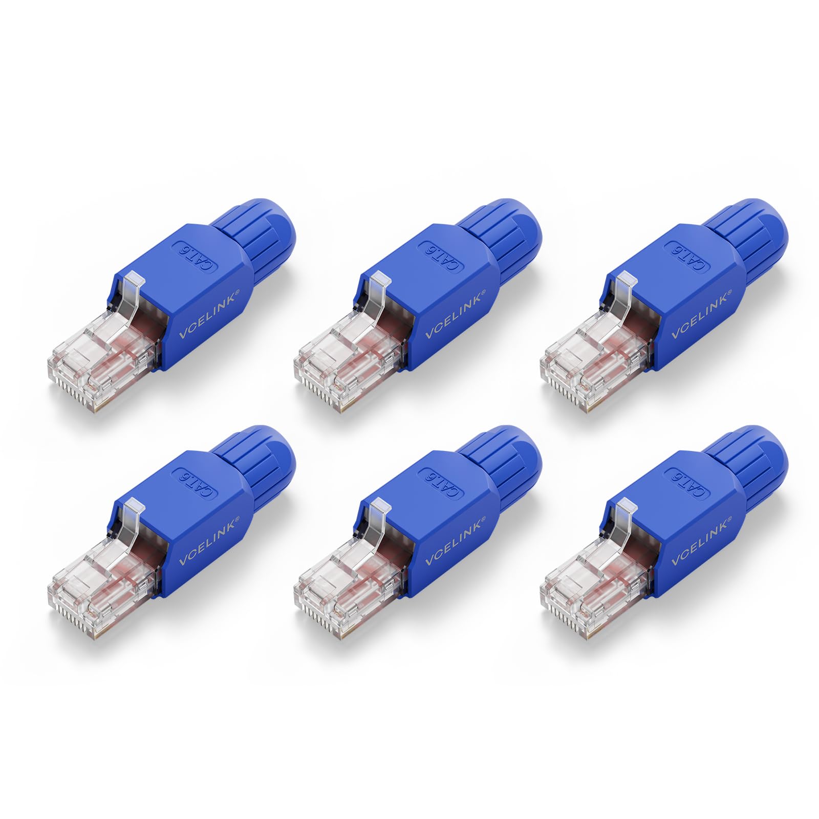 VCELINK Cat6 Conector RJ45 sin Herramientas Reutilizable, 1000 Mbps /250 MHz, UTP Clavija RJ45 Chapado en Oro, Compatible con