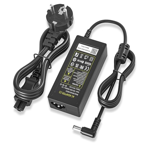 19V Adaptador Cargador para LG Electronics 19"20"22"23"24"27"29"34" Monitor LCD LED HD TV Widescreen Flatron IPS236V E2351T E2750VR E2290T E2360T, Samsung UN32J4000 U28E590D Cable de Alimentación