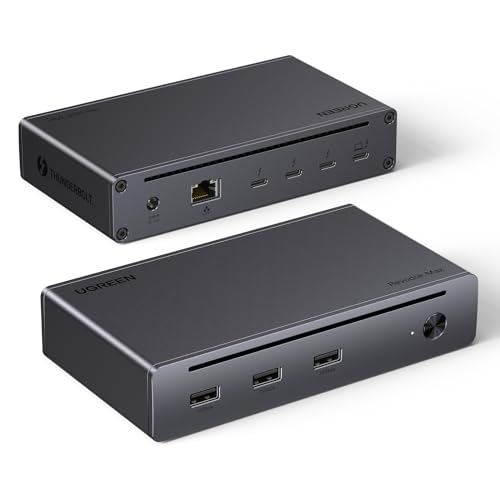 UGREEN Revodok MAX 208 Docking Station Thunderbolt 4 8 En 1 Doble Pantalla 4K60Hz 8K30Hz Hub Tipo C 3.2 10Gbps Dock Type C Ethernet RJ45 Gigabit Alimentación DC 140W