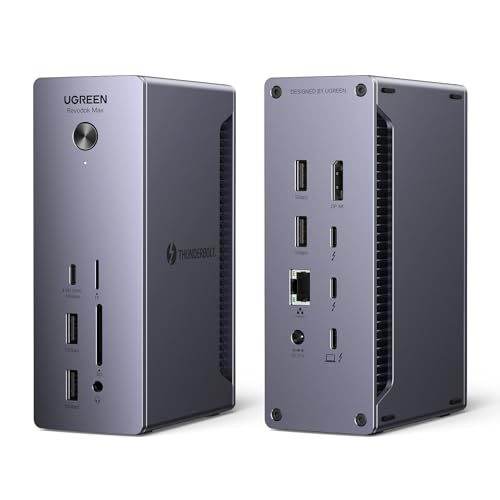 UGREEN Revodok MAX 213 Docking Station Thunderbolt 4 13 En 1 Hub USB C Displayport Doble Pantalla 4K60Hz 8K30Hz Adaptador Tipo C 3.2 10Gbps Ethernet Lector Tarjeta SD TF 3.5mm Alimentación DC 180W
