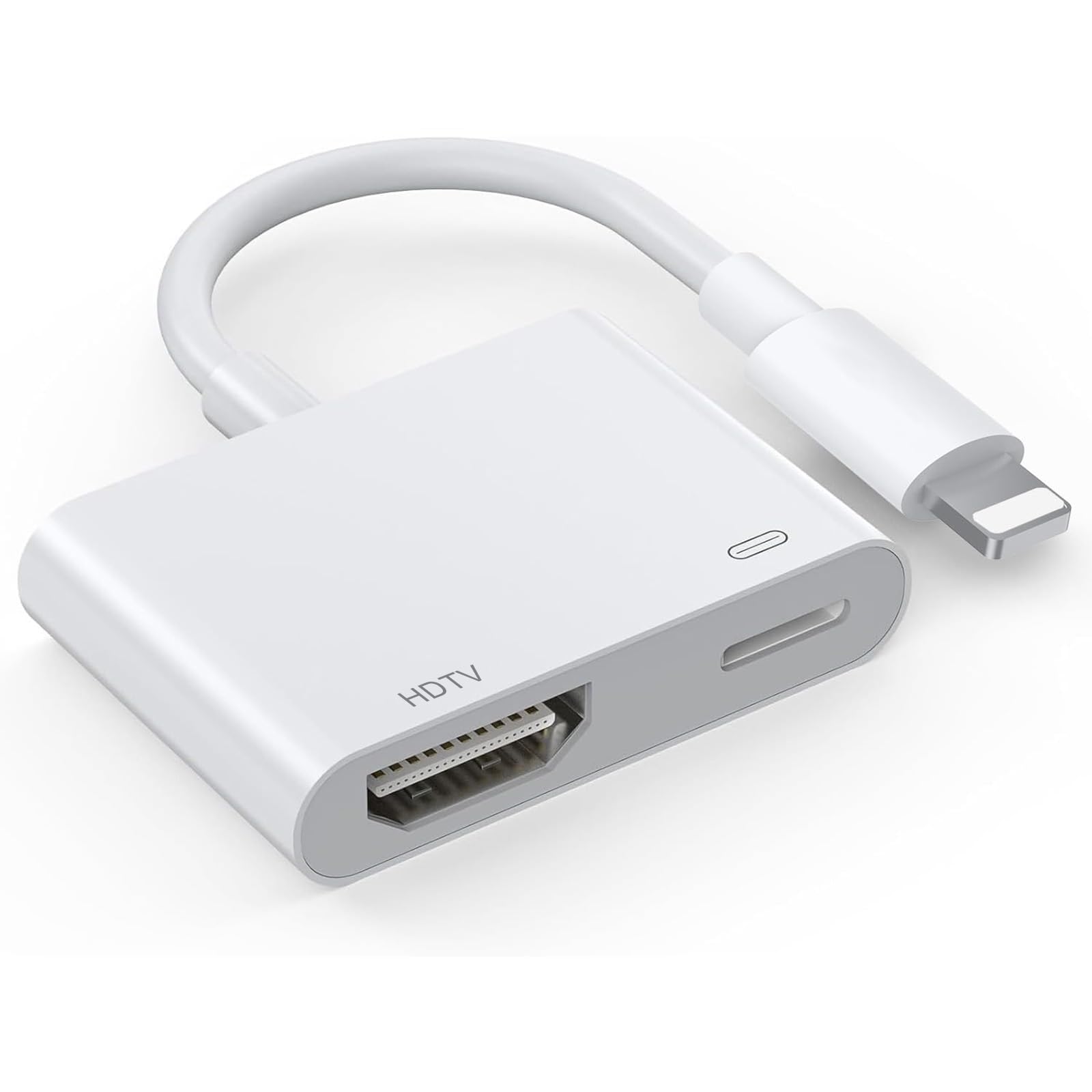 Loydia Adaptador HDMI para iPhone, Adaptador Digital AV 1080P HDMI para iPhone/iPad, Plug and Play, Adaptador HDTV de sincron