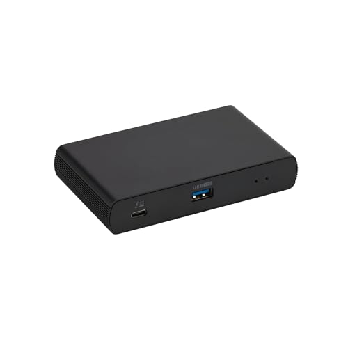 Amazon Basics Estación de Acoplamiento Compatible con Thunderbolt 4/USB4, 3 TBT4 en Bajada (Pantalla Dual), 1 USB A 3.1, EU, Negro, 12,16 x 7,21 x 2,16 cm