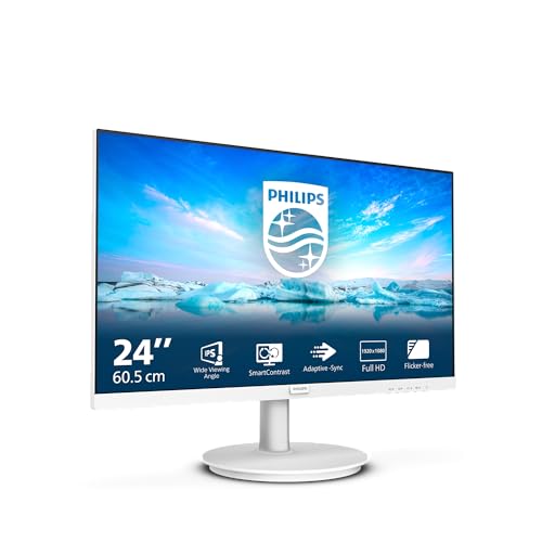 Philips 241V8AW - Monitor Full HD de 24 Pulgadas, Altavoces Integrados, (1920x1080, 75 Hz, VGA, HDMI), Blanco