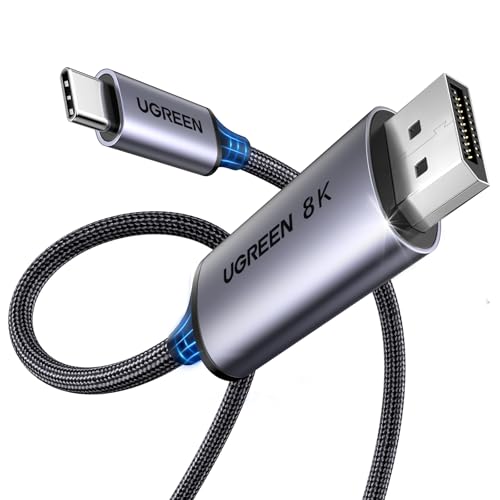 UGREEN 2M Cable USB C DisplayPort Bidireccional 8K 60Hz 4K 240Hz 32.4Gbps Adaptador Tipo C DP1.4 Compatible con iPhone 17 Pro Max Air MacBook M2 iPad Pro Galaxy S24 S23 Tab S9
