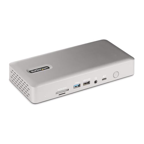 StarTech Docking Station Thunderbolt 4 - Replicador de Puertos de 16 Puertos con Carga de 100W para Portátil - 2 x HDMI, 2 x DisplayPort,4 Pantallas en 4K Windows - 2x 4K en MacBook Pro,M4 Air en Mac