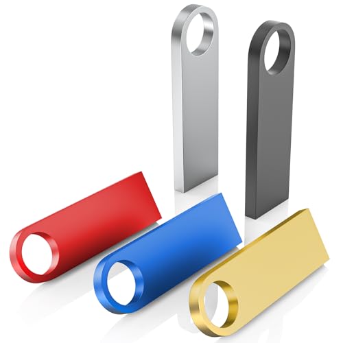 Mini USB Pendrive 16GB 5 Piezas Wooolken Memoria USB Resistente al Agua Metal para Ordenador Portátil, Ordenador, TV, Coche （5 Unidades, Colores Mezclados）