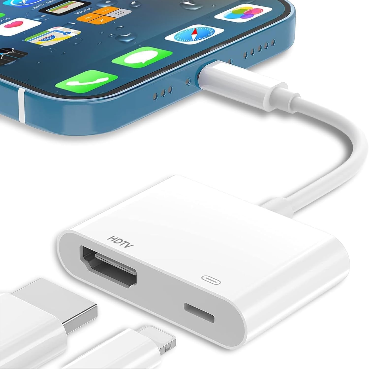 Aplimln Adaptador HDMI para iPhone, Adaptador HDMI Cable 1080P Adaptador de Sincronización de Audio y Vídeo AV Digital para T